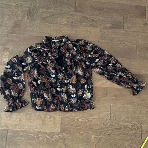 Evereve Black and Brown Floral Blouse